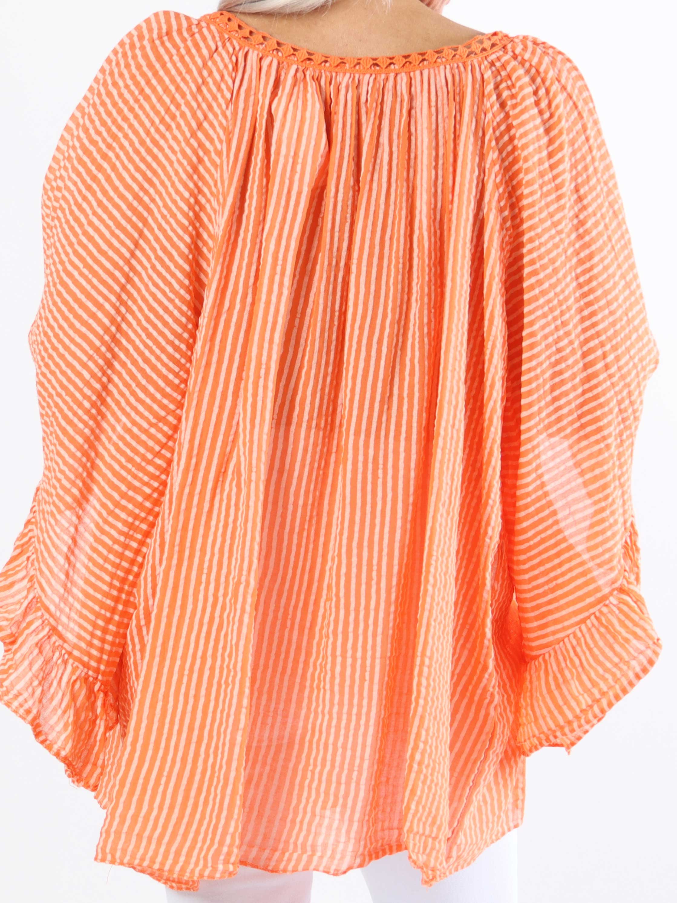 Marija - Söt randig plus size-tunika med vackra ärmar